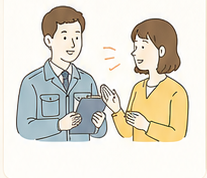 外壁塗装の業者に相談する人のイラスト